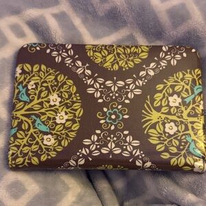 Vera Bradley Brown Wallet with Lime Green and Teal Accents